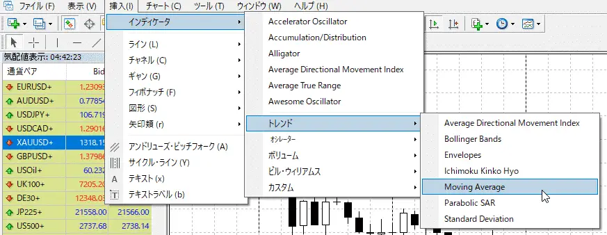 移動平均線設定mt4画像１